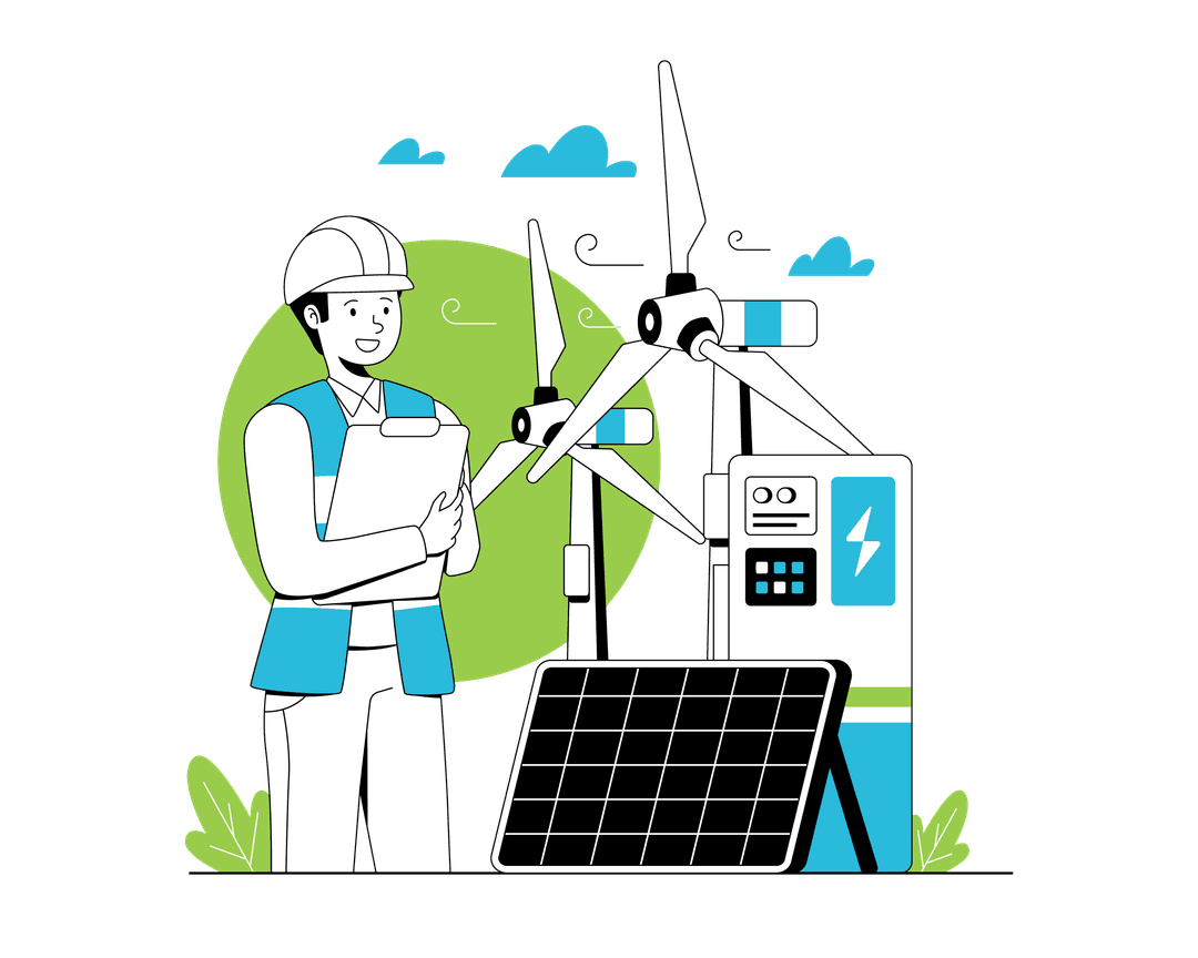 Professional solar technician with renewable energy equipment