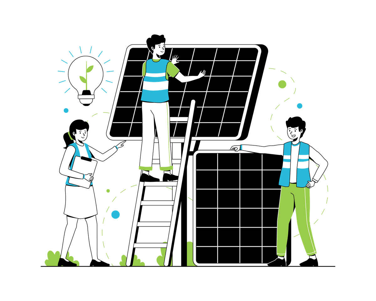 Professional solar panel installation team